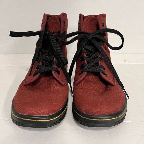Dr Martens Shoreditch Canvas Boots Faded Red Maroon Size 6 - Picture 1 of 6